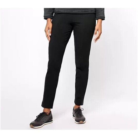 Denim & Co. Duo Stretch Petite Day Slim Straight Pant Black Petite XS A624954 - Picture 1 of 1